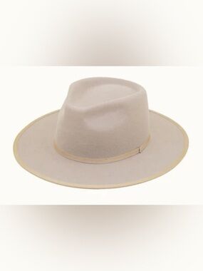 Men's Neutral Wide-Brim Felt Fedora Hat - Light Beige
